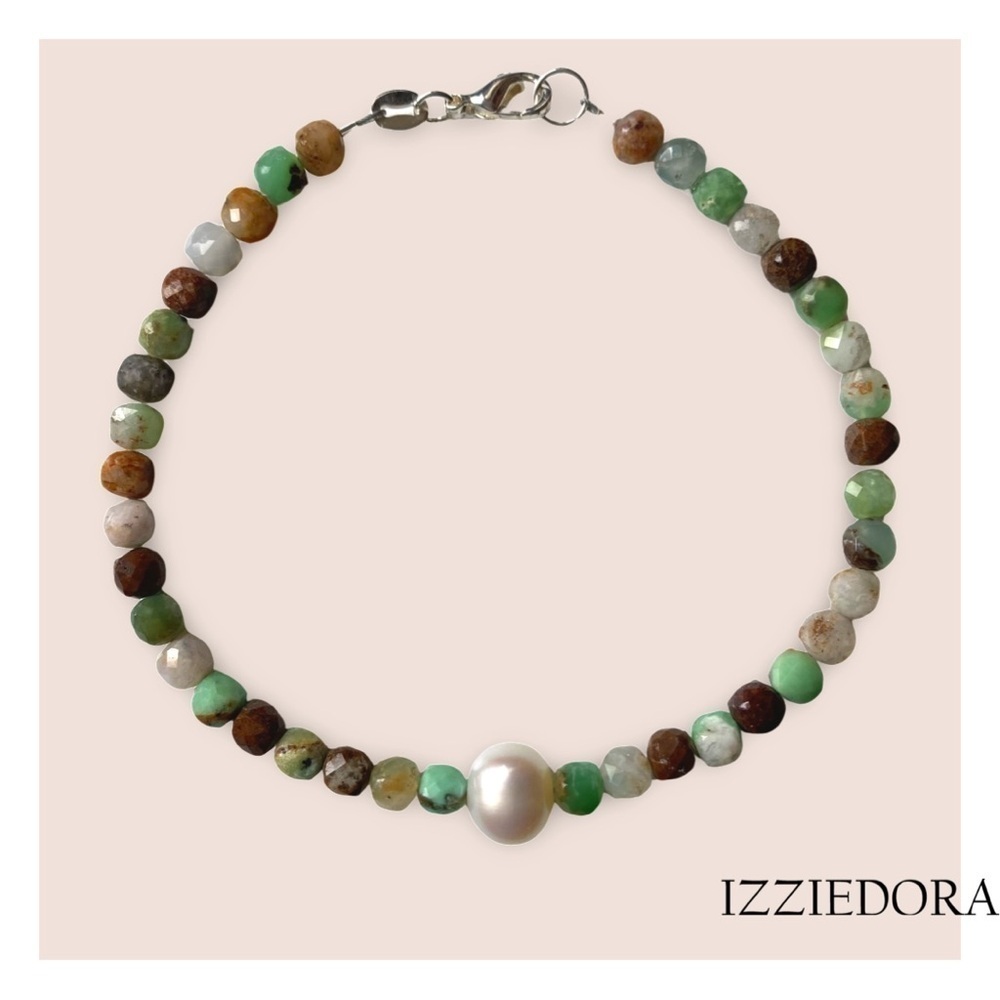 Australian Chrysoprase Faceted 4mm beaded Bracelet Sterling Silver